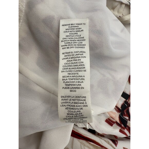 WHITE HOUSE BLACK MARKET COLD SHOULDER Floral Tie Tassel DRESS 10 Pre-owned - Picture 5 of 6